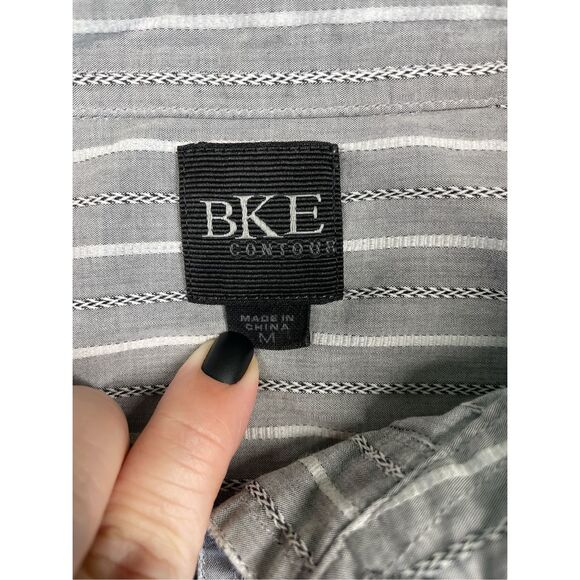 BKE Button Down Shirt Men M Gray Striped Western‎ Cowboy Style Lightweight Layer - Picture 3 of 7